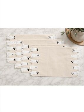 Cupcakes & Cashmere 4pc Fringe Ghost Halloween Placemats New